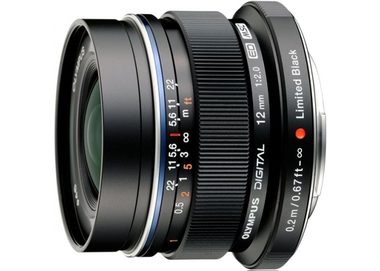 Olympus M. ZUIKO Premium EW-M1220 schwarz / 12 mm / 1:2,0 (entspricht 24 mm) festes Weitwinkelobjektiv / Ganzmetall 