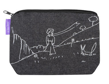 Presco Group Denim Federmäppchen Der Kleine Prinz schwarz / 20x14 cm