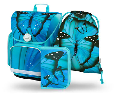BAAGL SET 3 - Schulset Ergo Buterfly / Aktentasche / Federmäppchen / Tasche