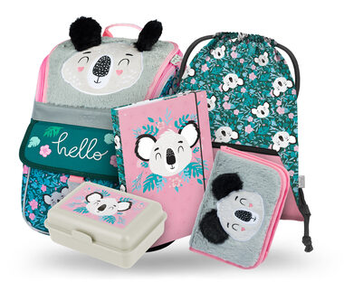 BAAGL SET 5 - Schulset Zippy Baby Koala / Aktentasche / Federmäppchen / Tasche / Teller / Box