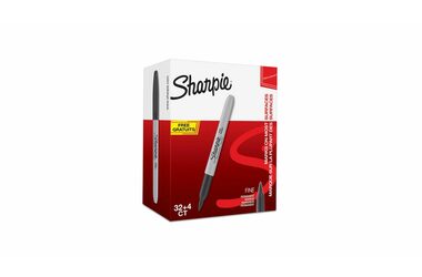 Sharpie Fine Permanentmarker mit feiner Kugelspitze 0,9 mm, 36 Stück, Schwarz