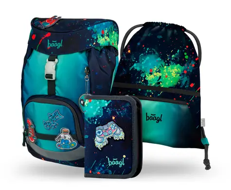 BAAGL SET 3 AIRY Chill: Rucksack, Federmäppchen, Tasche