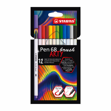 STABILO® Pen 68 Brush - ARTY - 12er Set - 12 verschiedene Farben