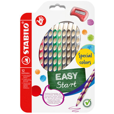 STABILO® EASYcolors - 12er Set mit Spitzer - 12 verschiedene Farben - Sonderfarben