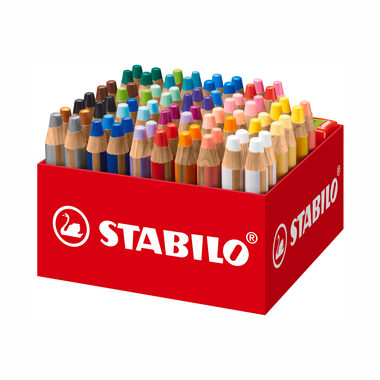 STABILO® Woody 3 in 1 - 76er Box mit 4 Spitzern - 24 verschiedene Farben