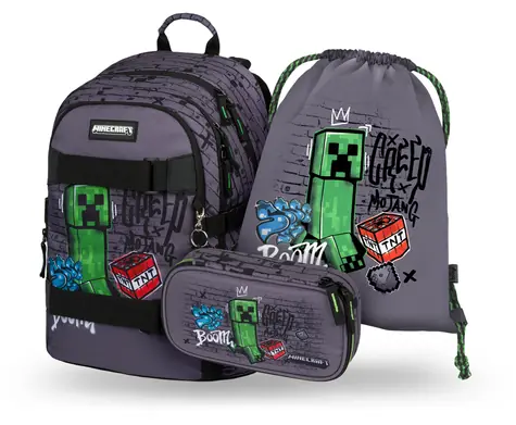 BAAGL SET 3 - Schulset Skate Minecraft TNT: Rucksack / Koffer / Tasche