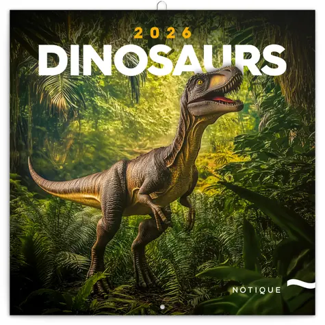 NOTIQUE Notizblock-Kalender Dinosaurier 2026 - Ostern / 30 x 30 cm