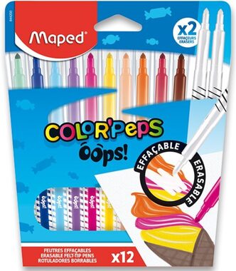 Maped Color'Peps Oops Marker, 10 Stück + 2 Radiergummis