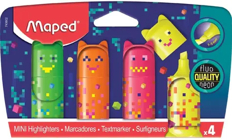 Maped Pixel Party Mini-Textmarker, 4 Stück