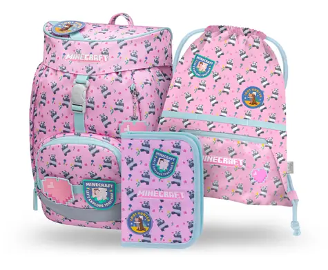 BAAGL SET 3 Airy Minecraft Panda: Rucksack, Federmäppchen, Tasche