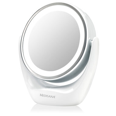 Medisana CM 835 Kosmetikspiegel 2in1 / LED-Beleuchtung / 5-fache Vergrößerung / 3x AAA / Durchmesser 12 cm / Weiß