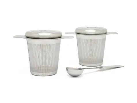 Bredemeijer Set Teefilter mit Messbecher silber / 2x Filter / 1x Messbecher / Edelstahl