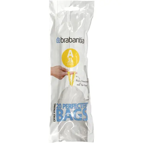 Brabantia PerfectFit Typ A Müllbeutel 3L / einziehbar / 20 Stück pro Packung