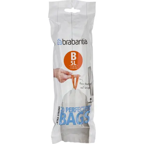 Brabantia PerfectFit Typ B Müllbeutel 5L / einziehbar / 20 Stück pro Packung