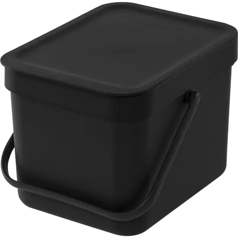 Brabantia Sort & Go Papierkorb 6 L dunkelgrau / mit Griff / Kunststoff / 20 x 18,1 x 24,5 cm