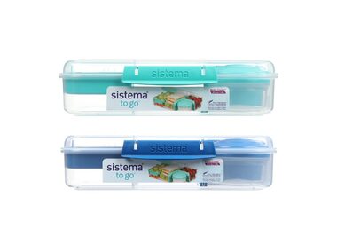 Sistema TO GO Dreiteilige Lunchbox mit Joghurtbehälter und Schüssel, 1,48 l, verschiedene Farben