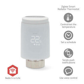 Nedis SmartLife Heizkörpersteuerung / Zigbee 3.0 / Batteriebetrieben / LED / Android & iOS