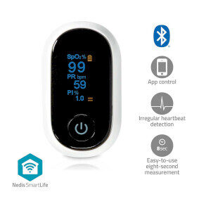 Nedis BTHOX10WT weiß / Pulsoximeter / Bluetooth / OLED-Display / SmartLife / 2x AAA