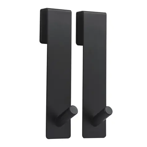 MSV NOKO 2 Stück Duschvorhanghaken matt schwarz / Stahl / 10 mm
