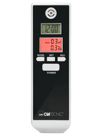 Clatronic AT 3605 / Alkoholtester / Messbereich 0-1,99 ‰ / 2x AAA-Batterie / Weiß-Schwarz