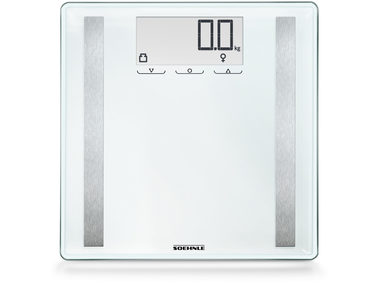 Soehnle Shape Sense Control 200 silber / Personenwaage / LCD-Display / Gewicht & Wasser & Fett / max. 180kg 