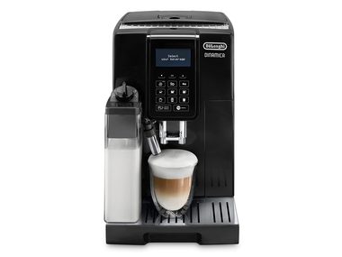 DeLonghi Dinamica ECAM schwarz / Kaffeevollautomat / 1450W / 15 bar / 1,8 L / Milchaufschäumer / 2 Tassen gleichzeitig