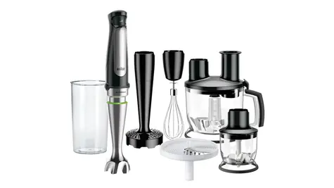 Braun MQ 7087 / Stabmixer / 1000W / Behälter 1,5&0,6&0,35 L / Geschwindigkeitsregelung / Zubehör / Kabel 1,2m / Schwarz