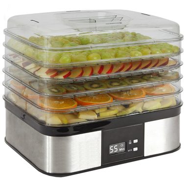 Guzzanti GZ 508 silber-schwarz / Dörrautomat / 350 W / Temperatur 40 - 70°C / 5 Stufen / LED-Display / Timer