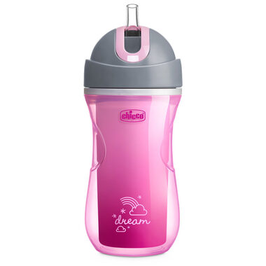 Chicco Reisebecher Sport Cup mit Strohhalm rosa / 266 ml / ab 14 Monaten
