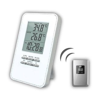 Solight TE44 kabelloses Thermometer & Zeit & Alarm weiß