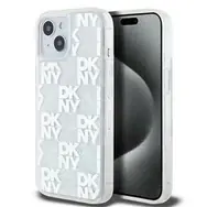 DKNY Liquid Glitter Checkered Pattern Backcover für Apple iPhone 15 klar
