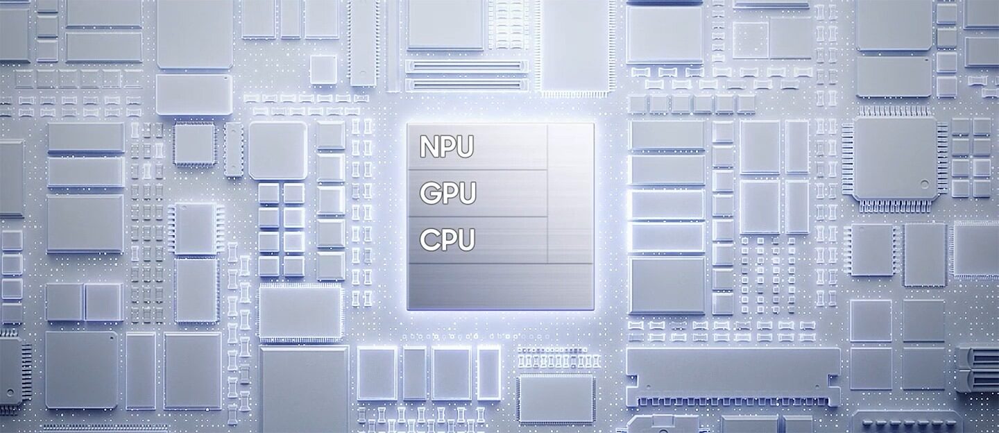 Znázornění čipu s jádry CPU, GPU a NPU v Galaxy S26 FE