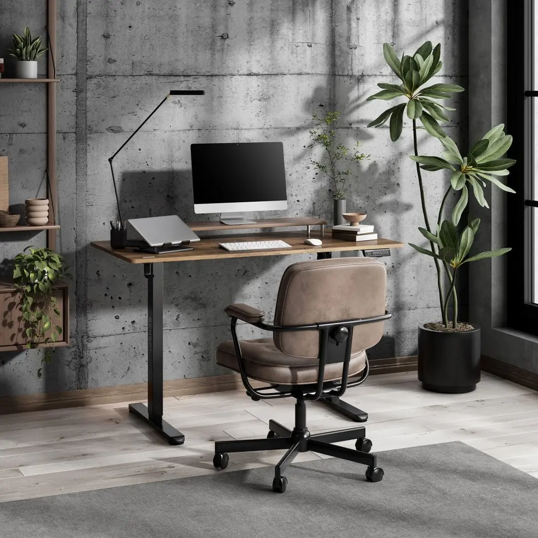 SENSE7 NOJO LIGHT černá-dub 120 × 60 cm - stůl v domácí pracovně
