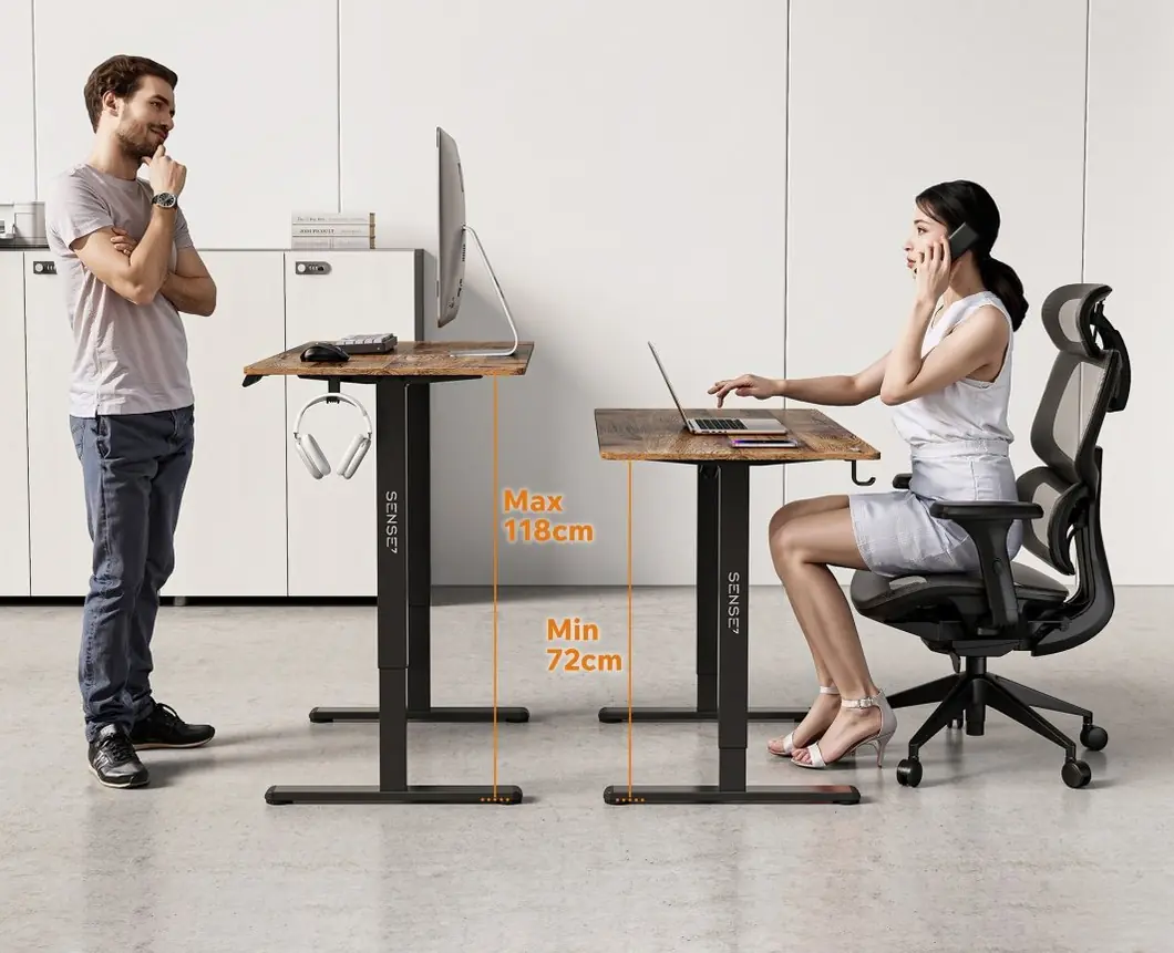 SENSE7 NOJO LIGHT černá-dub 120 × 60 cm - výška od 72 do 118 cm