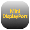 Symbol des Mini DisplayPort Anschlusses für Video- und Audioübertragung