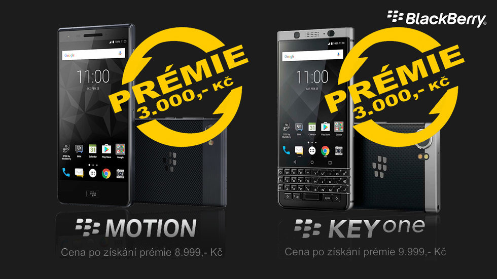 Prémie 3000,- Kč s Blackberry MOTION a KEYone