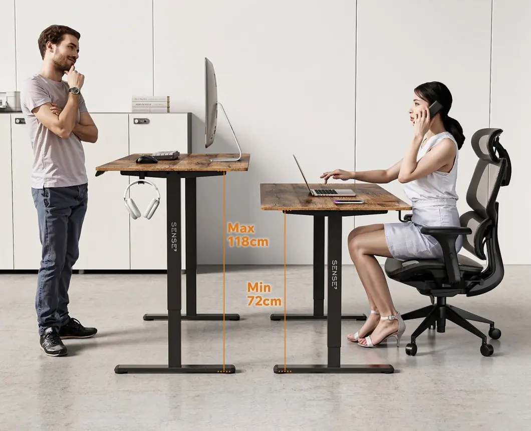 SENSE7 NOJO LIGHT černá-dub 140 × 70 cm - výška od 72 do 118 cm