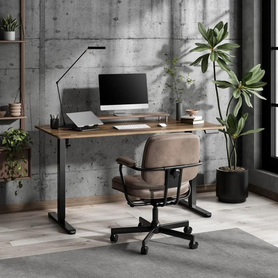 SENSE7 NOJO LIGHT černá-dub 140 × 70 cm - stůl v domácí pracovně