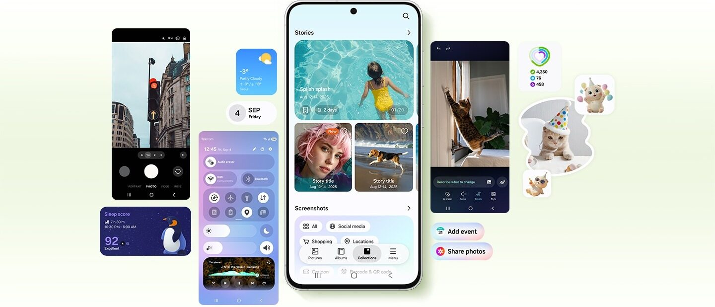 Rozhraní One UI 9 na několika telefonech Galaxy S26 FE